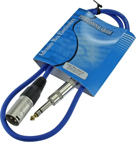 Cable Patch de Audio Pro XLR macho TRS de 1/4 pulgadas a 3 pines equilibrado y blindado (3 pies de largo, azul)