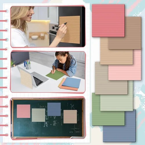 Miniatura 6 de Qeeenar 8 blocs de notas adhesivas grandes 11 x 11 pulgadas con líneas, notas adhesivas jumbo de gran tamaño para pared, memo cuadrado de gran