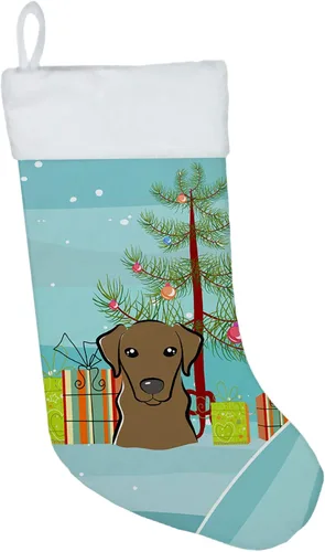 Miniatura 48 de Caroline's Treasures BB1590CS Árbol de Navidad y Alaskan Malamute Calcetines de Navidad para colgar en la chimenea, decoración de fiesta de Navidad