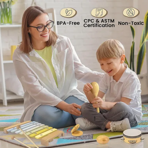 Miniatura 8 de Juego de instrumentos musicales para niños pequeños, juguetes Montessori de madera para bebés, juguetes musicales sensoriales para niños pequeños
