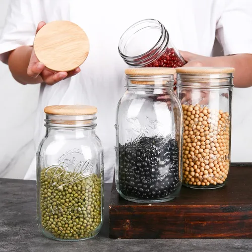 Miniatura 6 de Tapas para frascos de masón, tapas reutilizables para tarros de bambú de vidrio de grado alimenticio, sellado de silicona de material de grado Bambú