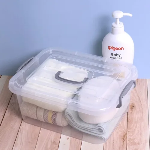 Miniatura 6 de Caja de cierre de almacenamiento transparente de 8 L, paquete de 2 contenedores de almacenamiento con tapa de plástico