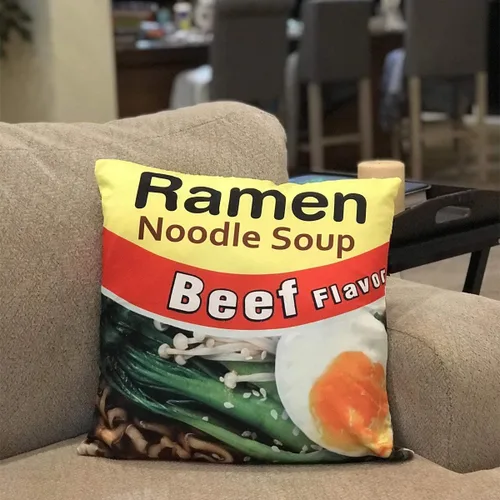 Miniatura 3 de Torched Ramen Soup Stash con bolsillo secreto Cojín decorativo con compartimento oculto Se adapta a rellenos de almohada de 16 x 16 pulgadas