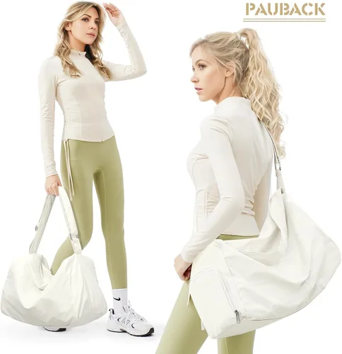 Miniatura 2 de bolso de lona de gimnasio para mujer, Beige