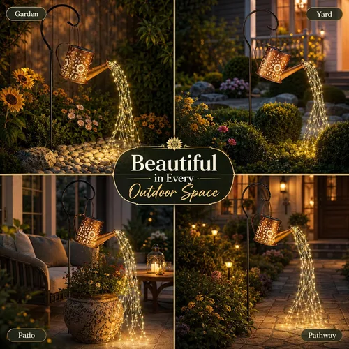 Miniatura 7 de Luz de regadera solar, lámpara colgante alimentada por energía solar, luces de paisaje decorativas para jardín, decoración de jardín impermeable