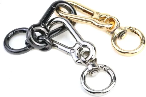 Miniatura 4 de 3 ganchos giratorios a presión, ganchos de presión para llavero, cierre de langosta, clip de resorte con anillo para llaves, cordones, suministros