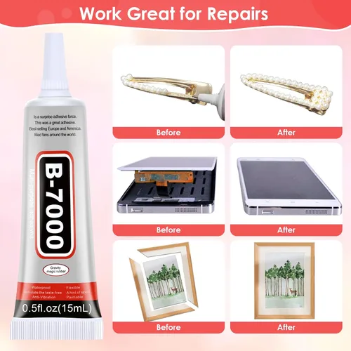Miniatura 5 de 5 unidades de 0.5 onzas líquidas B7000 Super Glue, pegamento transparente B-7000 con diamantes de imitación, pegamento flexible para manualidades