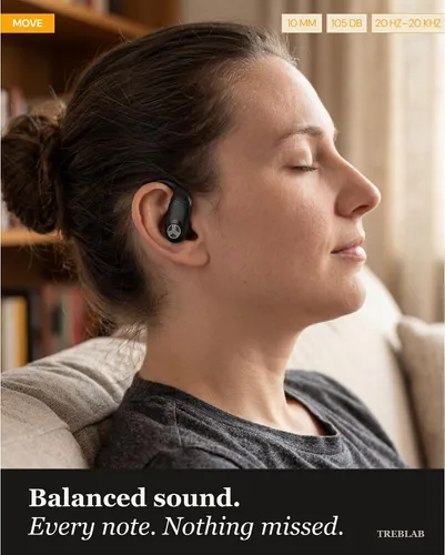 Miniatura 4 de TREBLAB Auriculares inalámbricos X4 con ganchos para los oídos, batería 253H, micrófono ENC, Bluetooth 5.4, funda de carga USB-C, IPX5 impermeable