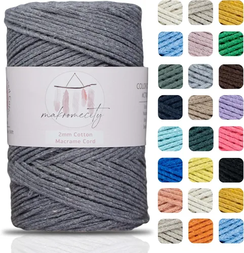Miniatura 13 de Makromecity, Cordón de macramé de algodón de 0.079 in x 195 yardas (590 pies) de algodón reciclado de 0.079 pulgadas, hilo de ganchillo para Azul