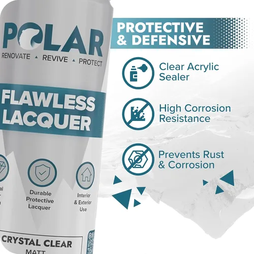 Miniatura 2 de Polar Clear - Spray de laca mate impecable – 2 x 13.5 onzas líquidas – Pintura en aerosol de capa transparente – No amarillea y resistente a