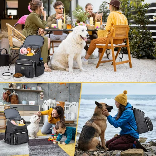 Miniatura 5 de BAGLHER Mochila de viaje para perros – Contenedor de comida desmontable para perros para suministros para mascotas, mochila de equipo para perros