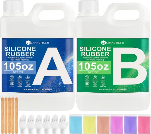 CHANGTIKEJI Kit de fabricación de moldes de silicona, silicona líquida súper elástica de 210 onzas para curado rápido, moldes de fundición de goma