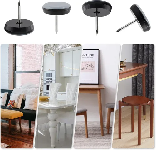 Miniatura 7 de 24 deslizadores de uñas de 7/8 pulgadas (0.866 in), deslizadores redondos de teflón para patas de silla, deslizadores de pies de muebles