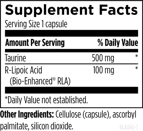 Miniatura 3 de Designs for Health Ácido R-lipoico estabilizado Supreme - Suplemento RLA de 100 mg con taurina - Sin OMG, sin gluten (60 cápsulas)