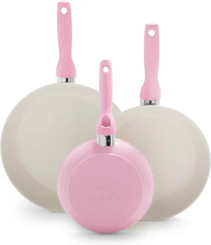 Miniatura 16 de GreenPan Rio Anodizado Duro Cerámico Saludable Antiadherente, Juego de 3 Sartenes de 7", 9.5" y 11 pulgadas, Mango de Agarre Suave, Sin PFAS, Apto