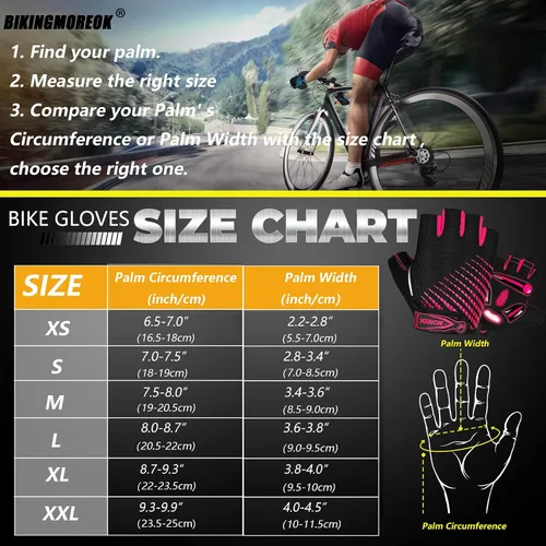 Miniatura 6 de BIKINGMOREOK Guantes de ciclismo para hombres y mujeres, guantes de bicicleta transpirables, almohadillas de gel de 0.197 pulgadas, guantes