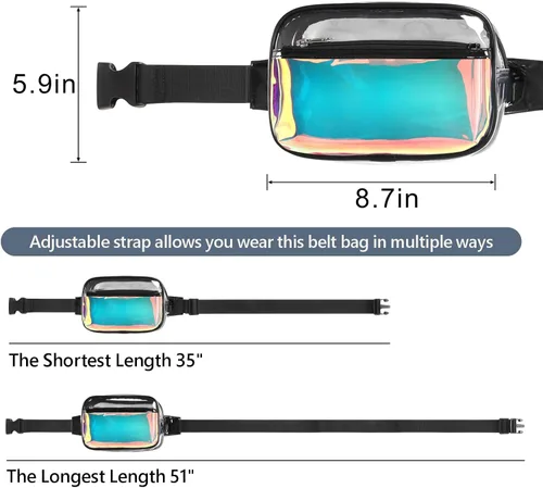 Miniatura 4 de Veckle Riñonera transparente aprobada para estadios, bolsa transparente para eventos en estadios, bolsa grande transparente para mujer, bolsa
