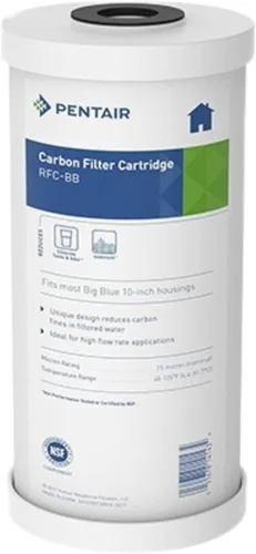 Pentair Pentek RFC-BB Filtro de Agua de Carbón Big Blue, 10 Pulgadas, Cartucho de Repuesto de Carbón de Flujo Radial de Servicio Pesado para Toda la