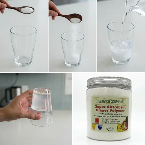 Miniatura 2 de Polvo de polímero superabsorbente para pañales, experimentos científicos y trucos mágicos, actividad instantánea de gel de agua, polvo de cristal