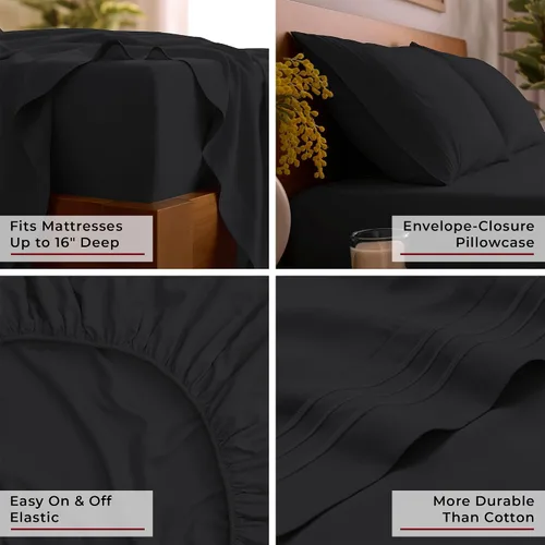 Miniatura 5 de Mellanni Juego de sábanas y fundas de almohada de 3 piezas de la colección icónica de tamaño individual XL, sábanas de lujo de hotel, extrasuaves