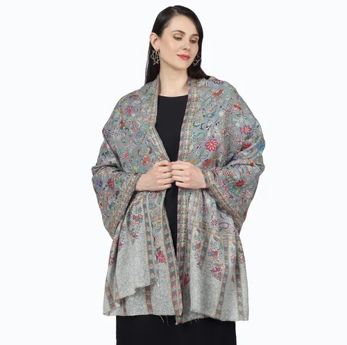 Miniatura 3 de PASHWRAP Kalamkari Wrap pintado a mano en Cachemira, chal grande de lujo para mujer