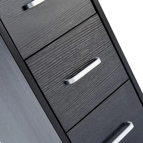 Miniatura 8 de Escritorio de manicura de uñas para técnico, estación de mesa de uñas de spa de salón de madera con gabinete, cajones, ruedas controlables (negro)