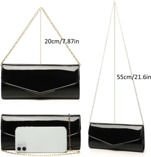 Miniatura 5 de Bolso de mano de cuero de charol para mujer, elegante bolso cruzado para el hombro, bolso para Navidad, boda, fiesta, baile de graduación
