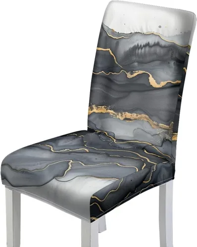 Miniatura 18 de HUGS IDEA Christmas Seat Covers for Dining Room Chairs Set of 6 Music Notes Stretch Chair Slipcovers Protector Removable and Washable Kitchen Dining
