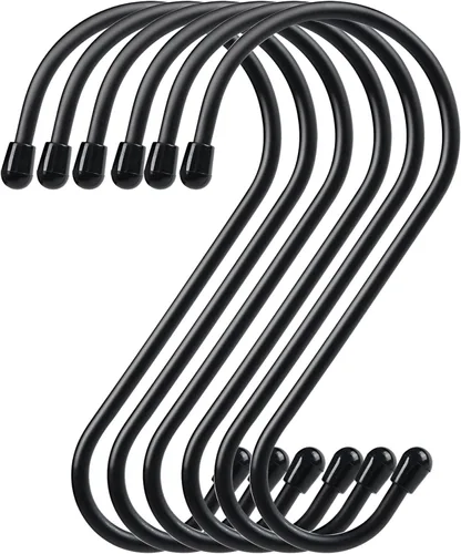 Miniatura 8 de Paquete de 30 ganchos en S, 3.54 pulgadas, negro mate, ganchos en S de metal resistente que pueden soportar hasta 33 libras, para cocina, oficina