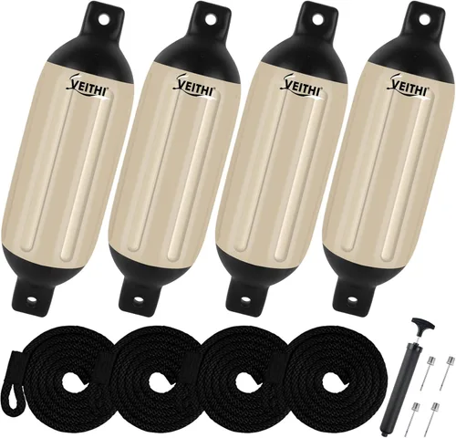 Miniatura 77 de Juego de 4 guardabarros para barco de 4.5/5.5/6.5/8.5/10/16 pulgadas, parachoques de vinilo con ojos gemelos acanalados, parachoques para barco