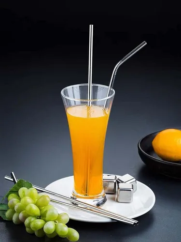 Miniatura 5 de Vinaco Pajitas de acero inoxidable reutilizables, paquete de 12 de 8.5" y 10.5" pajitas de metal de 0.24" para vasos de 20 oz - 32 oz, pajitas