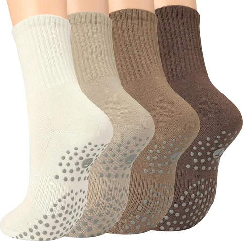 Toes Home Calcetines de agarre para mujer, calcetines antideslizantes para pilates, yoga, calcetines para barre hospital, entrenamiento, calcetines
