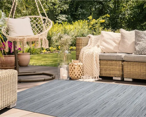 Liora Manne Miranda - Alfombra de área de mezcla sintética para interiores y exteriores, de bajo perfil, diseño de rayas de transición, casual,