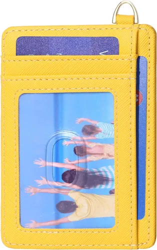 Miniatura 10 de Badiya Tarjetero delgado minimalista para tarjetas de crédito, bolsillo frontal con bloqueo RFID, estuche compacto para tarjetas con ventana