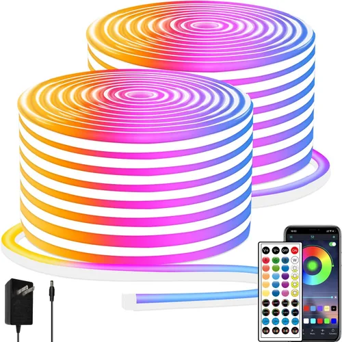 Miniatura 9 de Tira de luces LED de neón, tira de luces LED alimentada por USB de 3.3 pies, tira de luces de cuerda LED de 5V con sincronización de música y cambio