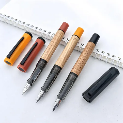 Miniatura 5 de Jinhao - Juego de 58 plumas estilográficas de madera de roble natural, paquete de 3 bolígrafos de escritura de punta fina con convertidores