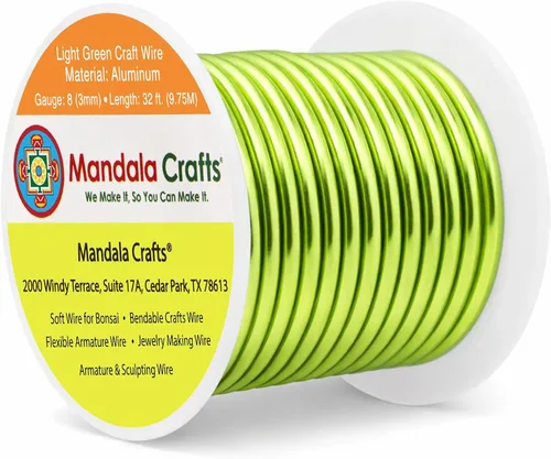 Miniatura 181 de Mandala Crafts - Alambre de aluminio anodizado de 8 calibre para hacer joyas - 9.75 m de alambre flexible negro colorido - Flexible para bonsái
