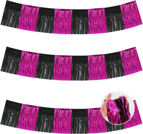 Miniatura 40 de BEISHIDA 3 Paquetes de Guirnalda de Flecos de Lámina Metálica Arcoíris Oscuro para Colgar en la Pared, Banderas de Oropiel para Halloween, Flotas