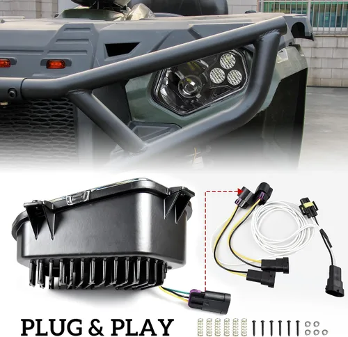 Miniatura 4 de SAUTVS Faros LED con Ojo de Ángel para Sportsman, Faros LED Delanteros con Luces de Haz Alto y Bajo para Polaris Sportsman 400 500 550 570 800 850