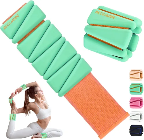 Miniatura 11 de BECOJADDE Pesas de Tobillo para Mujeres Pesas de Muñeca Juego de 2 (1 lb/2 lbs Cada Una) Peso Ajustable para Brazo y Pierna para Mujeres y Hombres