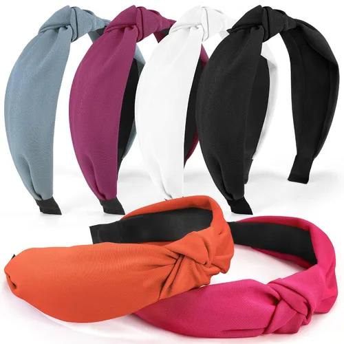 Miniatura 13 de DiyJibb Diademas para Mujeres y Niñas - 6 Piezas Diademas Elegantes con Nudo Superior - Diadema Anudada para Mujeres - Bandas para la Cabeza Anchas
