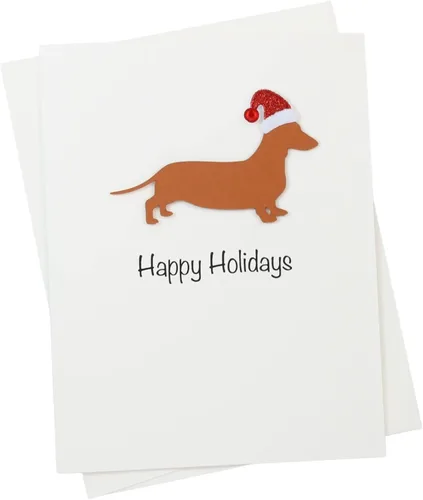 Miniatura 12 de Black Doodle Bernedoodle - Tarjetas de Navidad (10 unidades), hechas a mano, base blanca, perro con sombrero de Papá Noel Negro