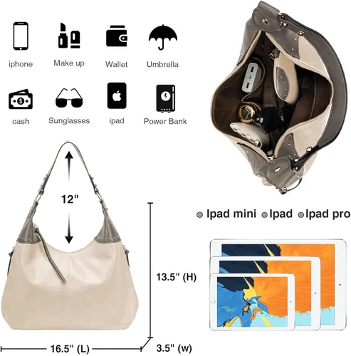 Miniatura 3 de LAVAWA Bolso de mano para mujer, bolso grande del oeste, bolso de hombro con asa superior, estilo vintage en relieve, tachuelas