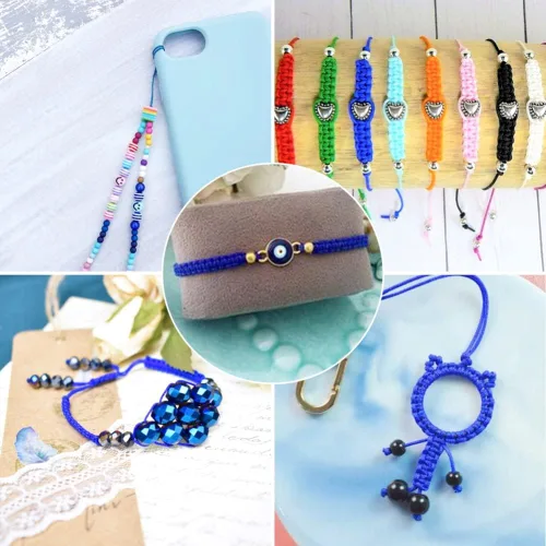 Miniatura 4 de Cheris - Cuerda de nailon para abalorios de nailon de 0.031 in, color azul, hilo de macramé, para hacer joyas, suministros de envoltura Kumihimo