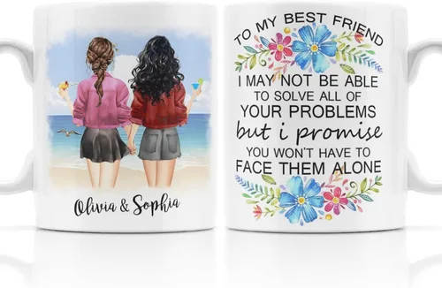 Miniatura 25 de Se envía al día siguiente, tazas personalizadas de Navidad para mejores amigas, elige 2-6 nombres taza de café de amistad personalizada para mejor