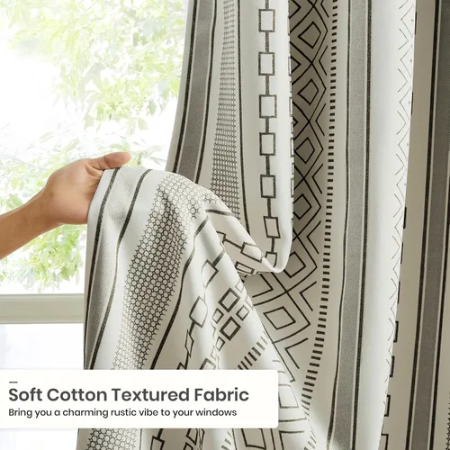 Miniatura 3 de Melodieux Cortinas bohemias 80% opacas de 63 pulgadas de largo para dormitorio, sala de estar, oscurecimiento de sala de estar, cortinas