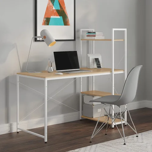 Miniatura 16 de Ames - Escritorio reversible para computadora de juegos de 47 pulgadas con estantes ajustables, escritorio de oficina en casa, gestión de cables