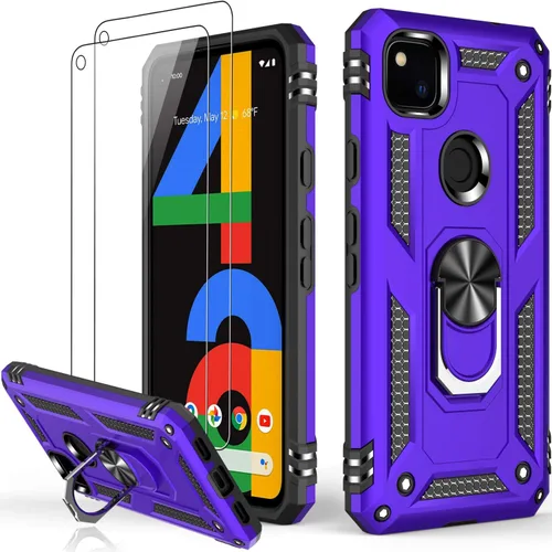 Miniatura 58 de LUMARKE Funda para Google Pixel 5 con protector de pantalla, pasa 16 pies, probada en caídas, grado militar, con soporte de anillo magnético, Rojo