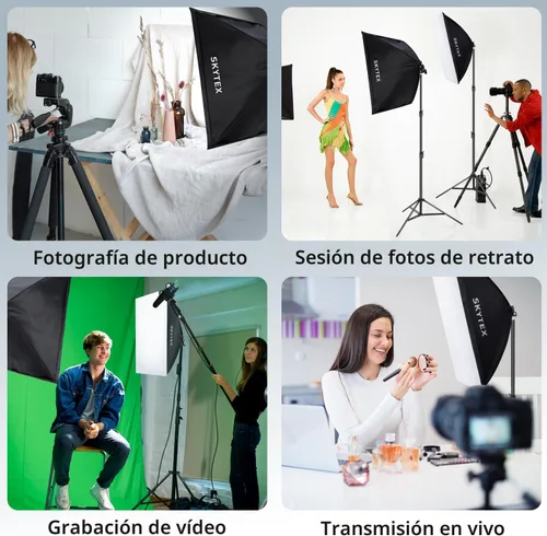 Miniatura 7 de Skytex Kit de Iluminación Softbox (Paquete de 2), Caja Suave de 20 x 28 pulgadas Bombilla LED E27 de 85W, 2700-6400K, Iluminación Continua