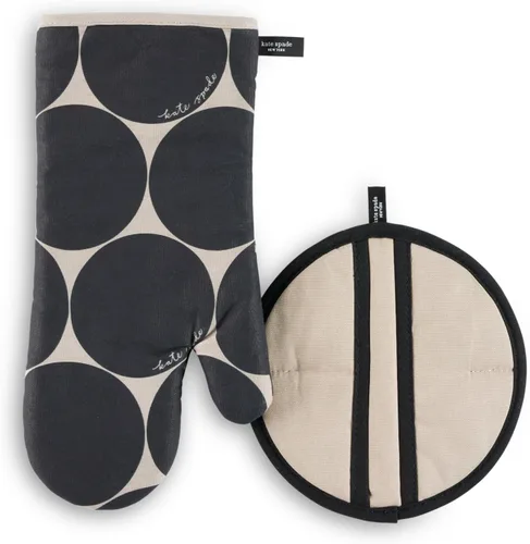 Miniatura 12 de Kate Spade New York Joy Dot - Manoplas de horno y agarrador de ollas juego de 2 unidades, 7 x 13 pulgadas, 8 pulgadas, redondo, azul marino/crema